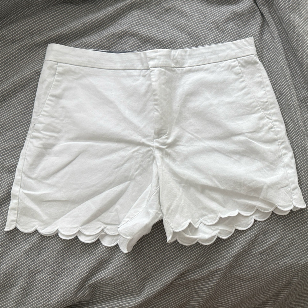 Banana Republic High Waist White Scalloped Shorts